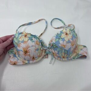 Shade & Shore Floral Bikini Top - Blue and Peach